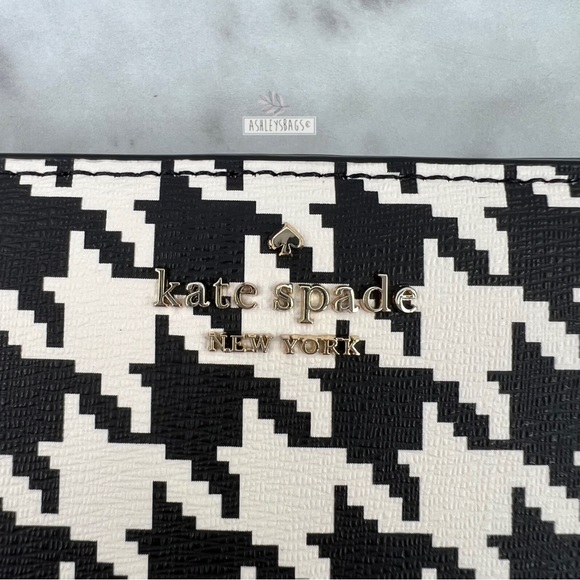Kate Spade Woven Remi Flap Chain Crossbody & Large Bifold Wallet In Houndstooth - Picture 12 of 15
